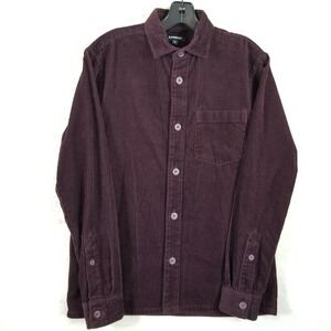 Express Mens Burgundy Corduroy Long Sleeve Button Down Shirt Small NEW 26270388